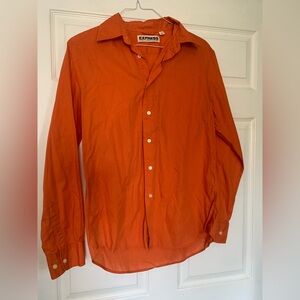 Express Men's M Orange Pinstripe Button Down Shirt Precision Fit Long Sleeve